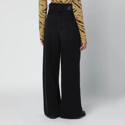 GANNI Black washed-effect baggy jeans