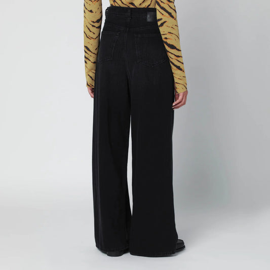 GANNI Black washed-effect baggy jeans