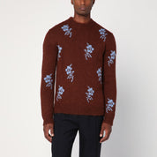 Jil Sander Brick-coloured alpaca sweater with embroidery
