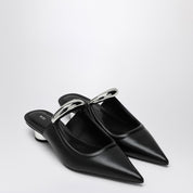 JW PEI Sabot Helena perforated black clogs in vegan leather