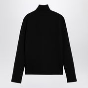 Jil Sander Black turtleneck sweater with logo patch