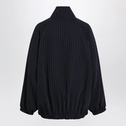 The Frankie Shop Baxter track jacket in pinstriped polyester, navy/white