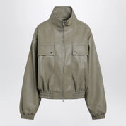 The Frankie Shop Nolita faux leather bomber jacket in sage