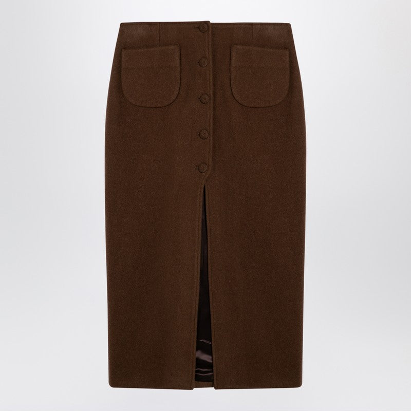 Margaux Lönnberg Brown Jagger midi skirt in wool blend