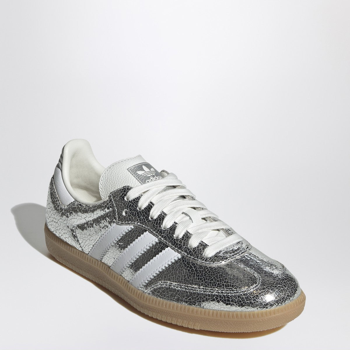 Baskets adidas Originals Samba OG en cuir métallisé argenté