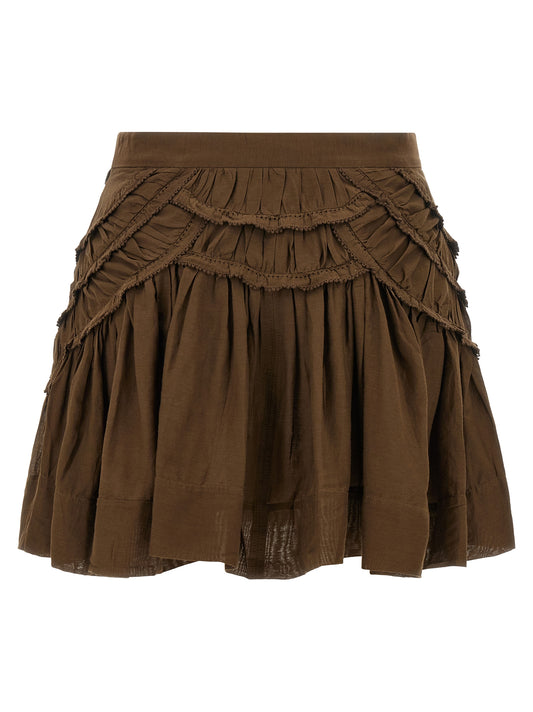 Marant Etoile Ceola Skirt — Green Cotton Voile Miniskirt