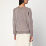 Loulou Studio Taupe Cashmere Sweater — Taupe V‑Neck Knit