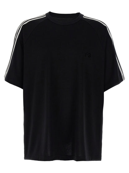 Y-3 3 Strisce T‑shirt — Women's Topwear, White/Black