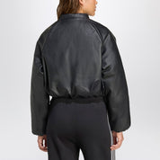 adidas Originals Black faux leather zip-up bomber jacket