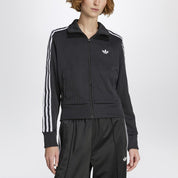 adidas Originals Black zip-up sweatshirt with white stripes