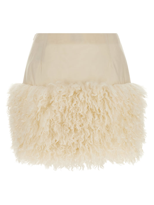 Moncler Teddy Insert Skirt — White Miniskirt