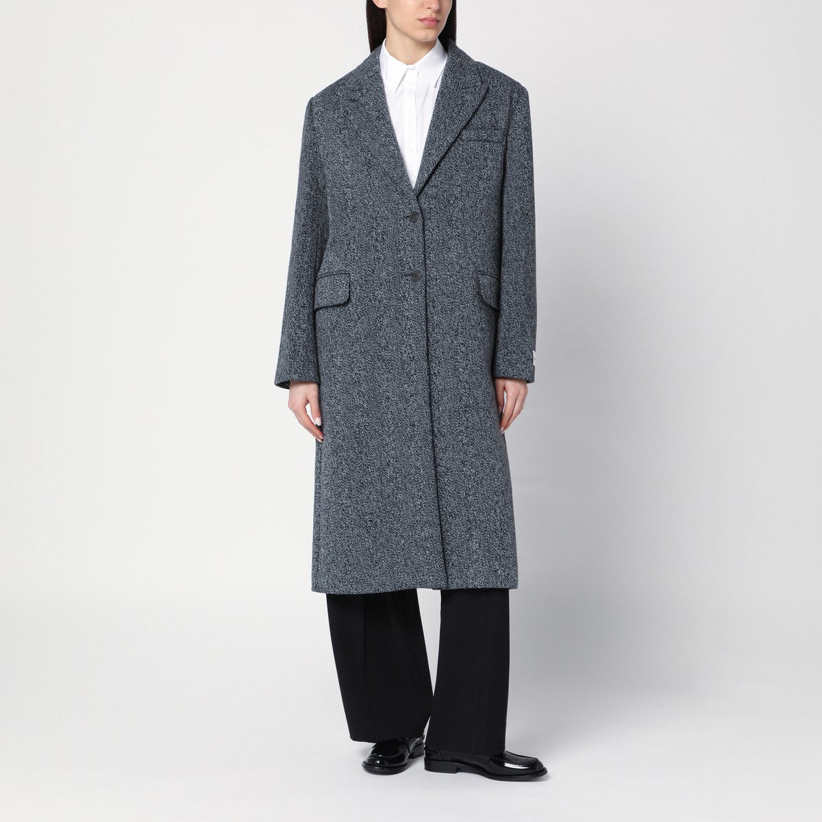 Calvin Klein Single-breasted coat in wool blend with pattern detailing