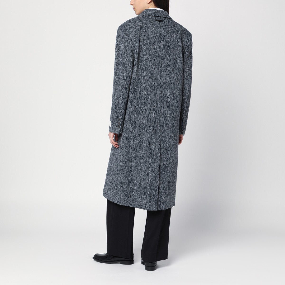 Calvin Klein Single-breasted coat in wool blend with pattern detailing