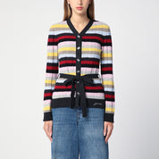 Ganni Multicoloured striped cardigan with belt