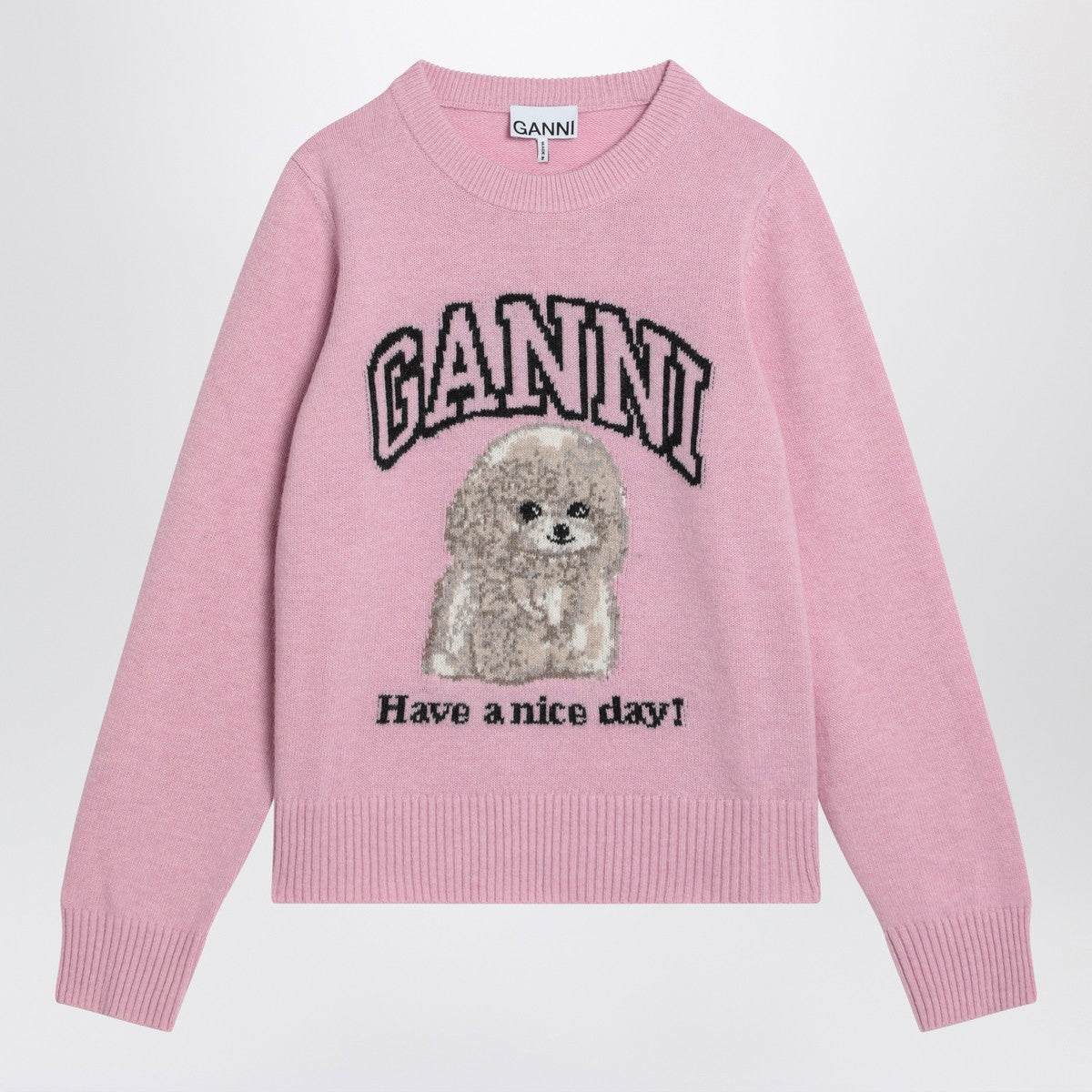 Pink poodle sweater — Ganni wool blend knitwear