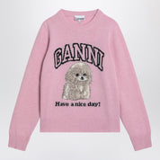 Pink poodle sweater — Ganni wool blend knitwear