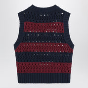 GANNI Striped openwork vest with logo inlay