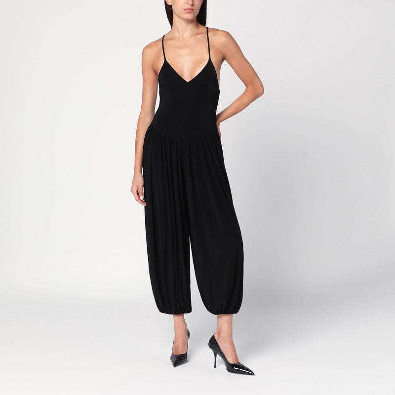 Norma Kamali Kelly black jumpsuit — sculpted stretch jersey