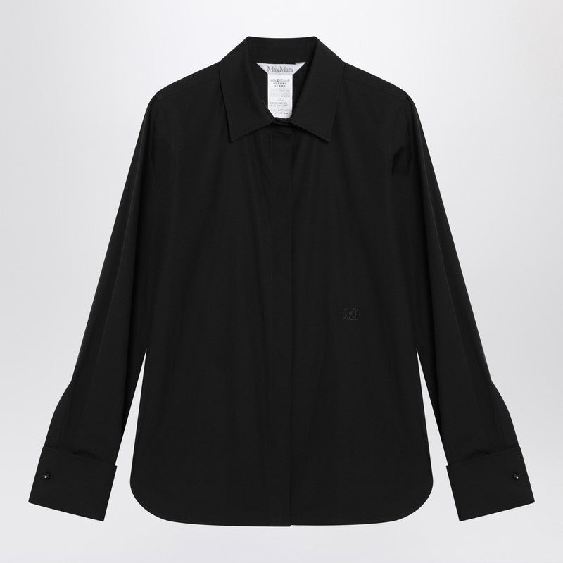 Chemise en coton noir avec logo Max Mara