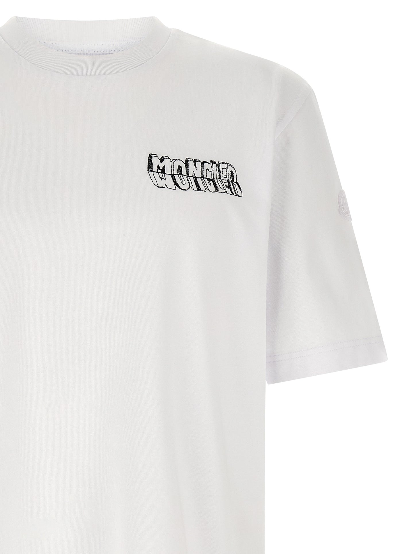 Moncler Embroidery T‑shirt — Men's White Topwear
