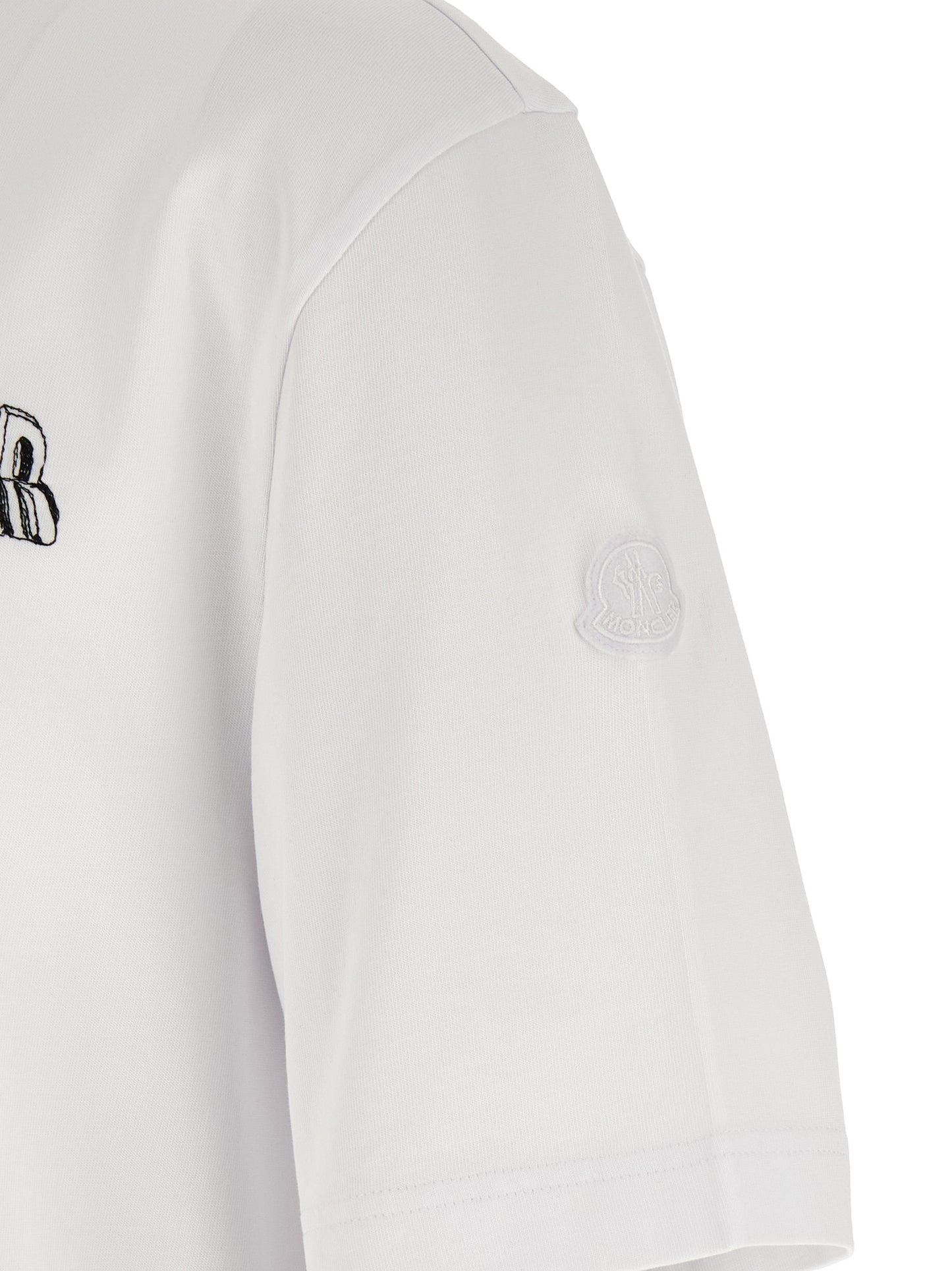 Moncler Embroidery T‑shirt — Men's White Topwear