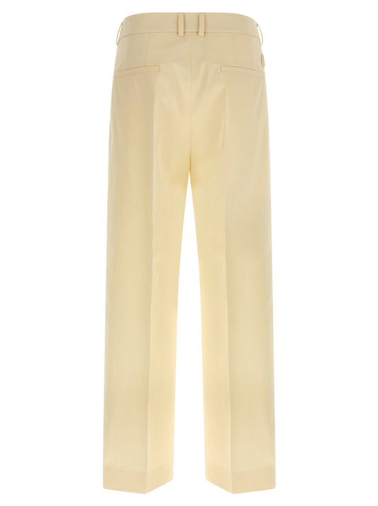 Moncler Tailored Trousers — Beige Wide-Leg Fit