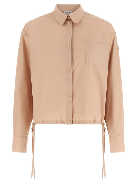 Moncler Cropped Shirt for Women — Pink Cotton Poplin