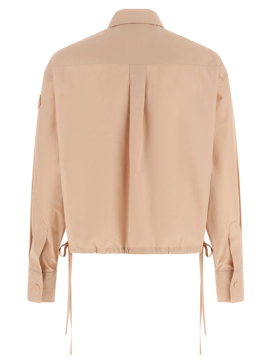 Moncler Cropped Shirt for Women — Pink Cotton Poplin