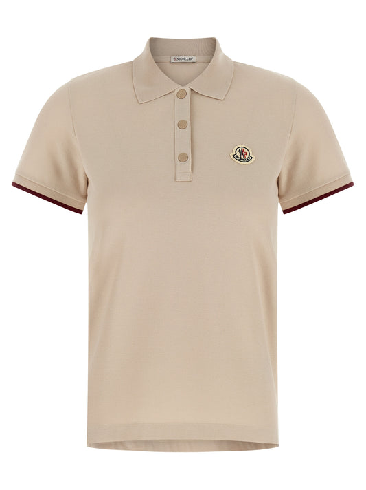 Moncler Logo Patch Polo Shirt — Women's Beige Shirt