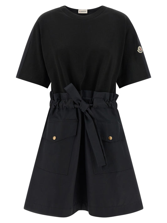 Moncler Belt Dress — Mini Flared Dress with Belt