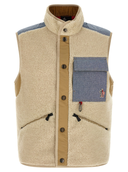 Moncler Grenoble Teddy & Chambray Vest for Men — Vests