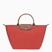 Le Pliage Original M — Longchamp Tomato leather-accented bag