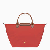 Le Pliage Original M — Longchamp Tomato leather-accented bag