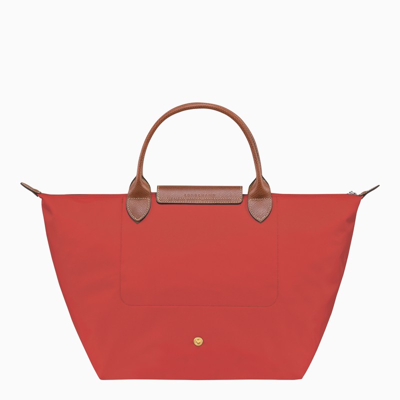 Le Pliage Original M — Longchamp Tomato leather-accented bag