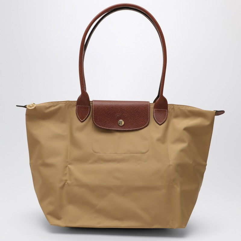 Bolso Longchamp Le Pliage Original L de lona color beige