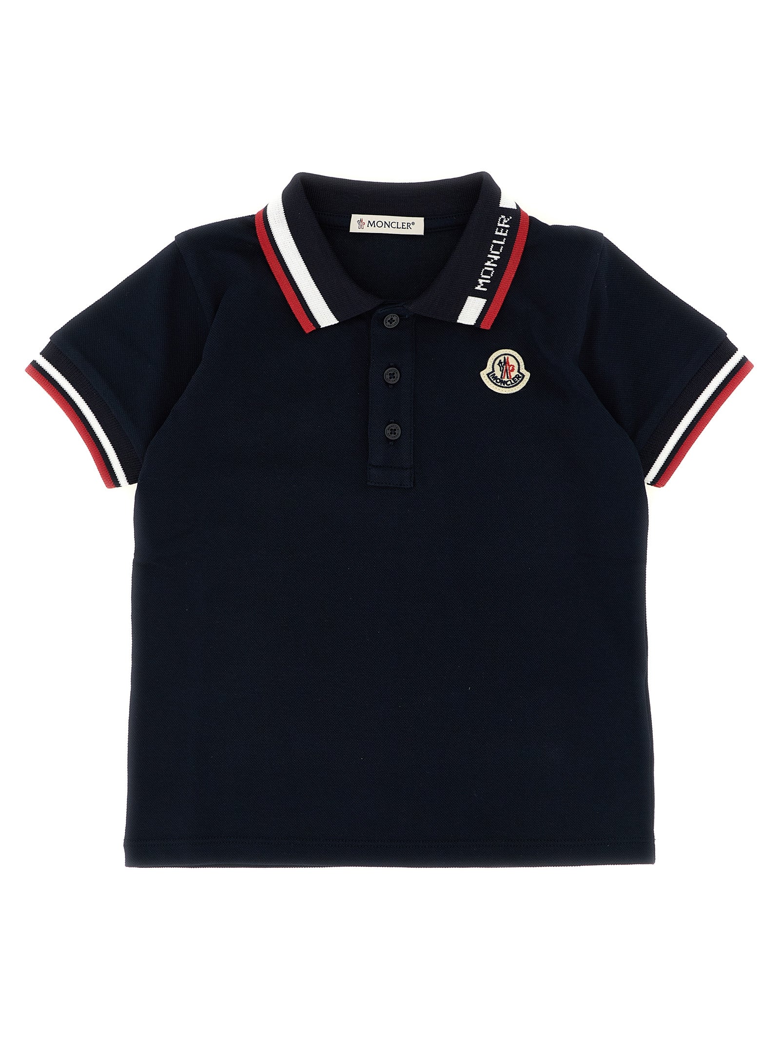 Moncler Enfant Tricolor Trim Polo Shirt — Boys' Shirts