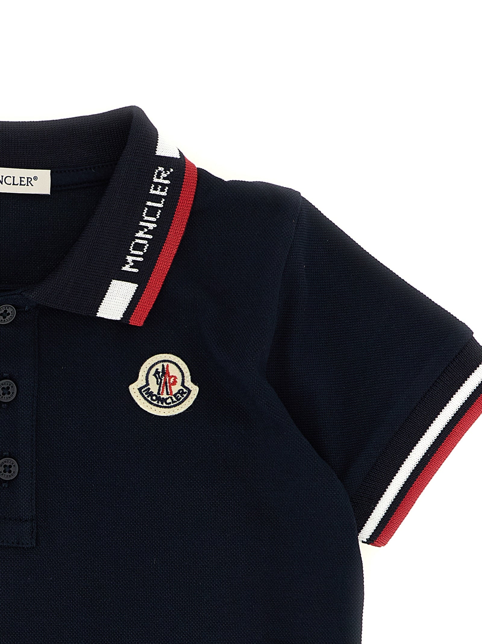 Moncler Enfant Tricolor Trim Polo Shirt — Boys' Shirts