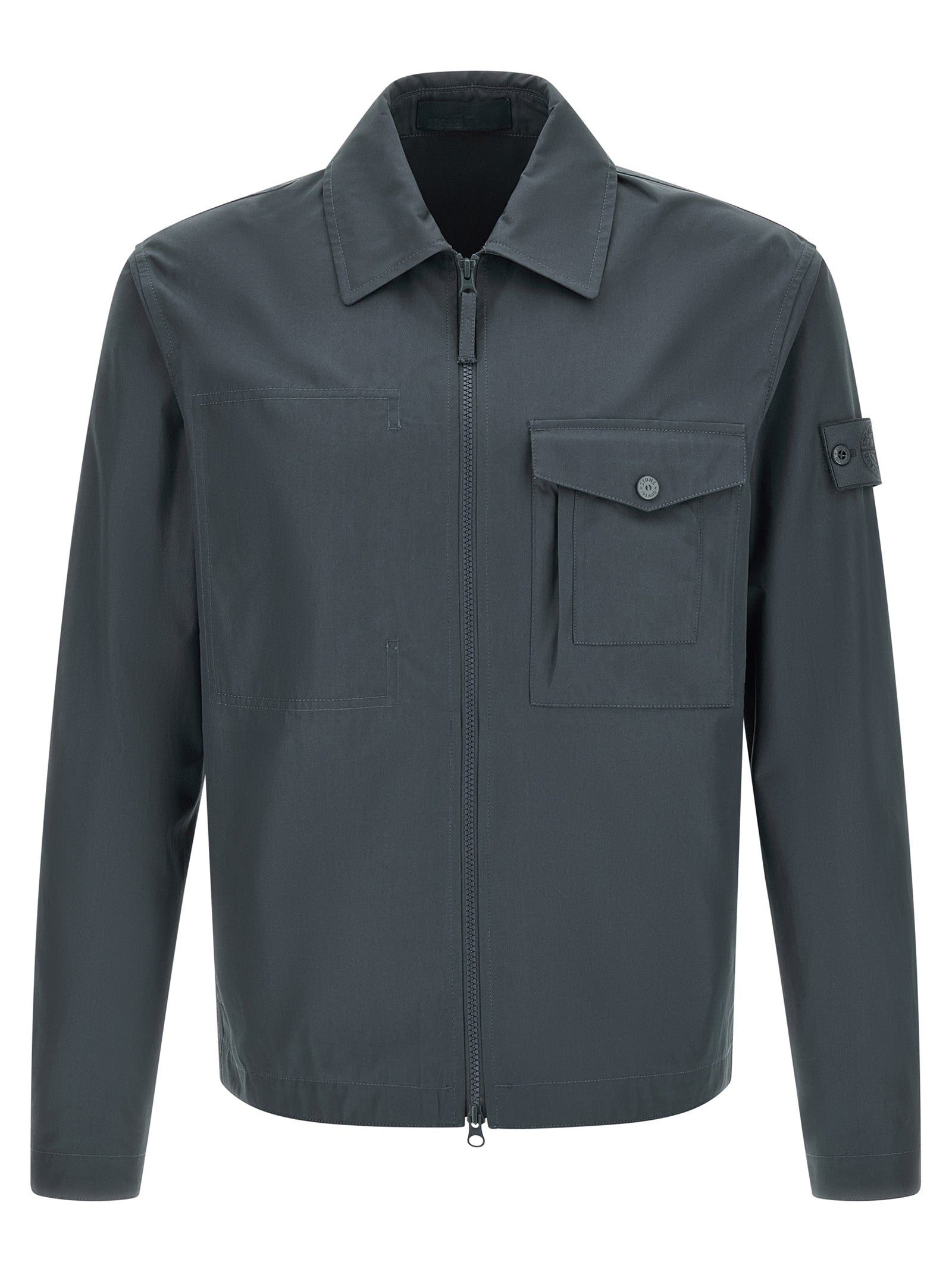 Stone Island Cotton Overshirt for Men — Blue Shirt