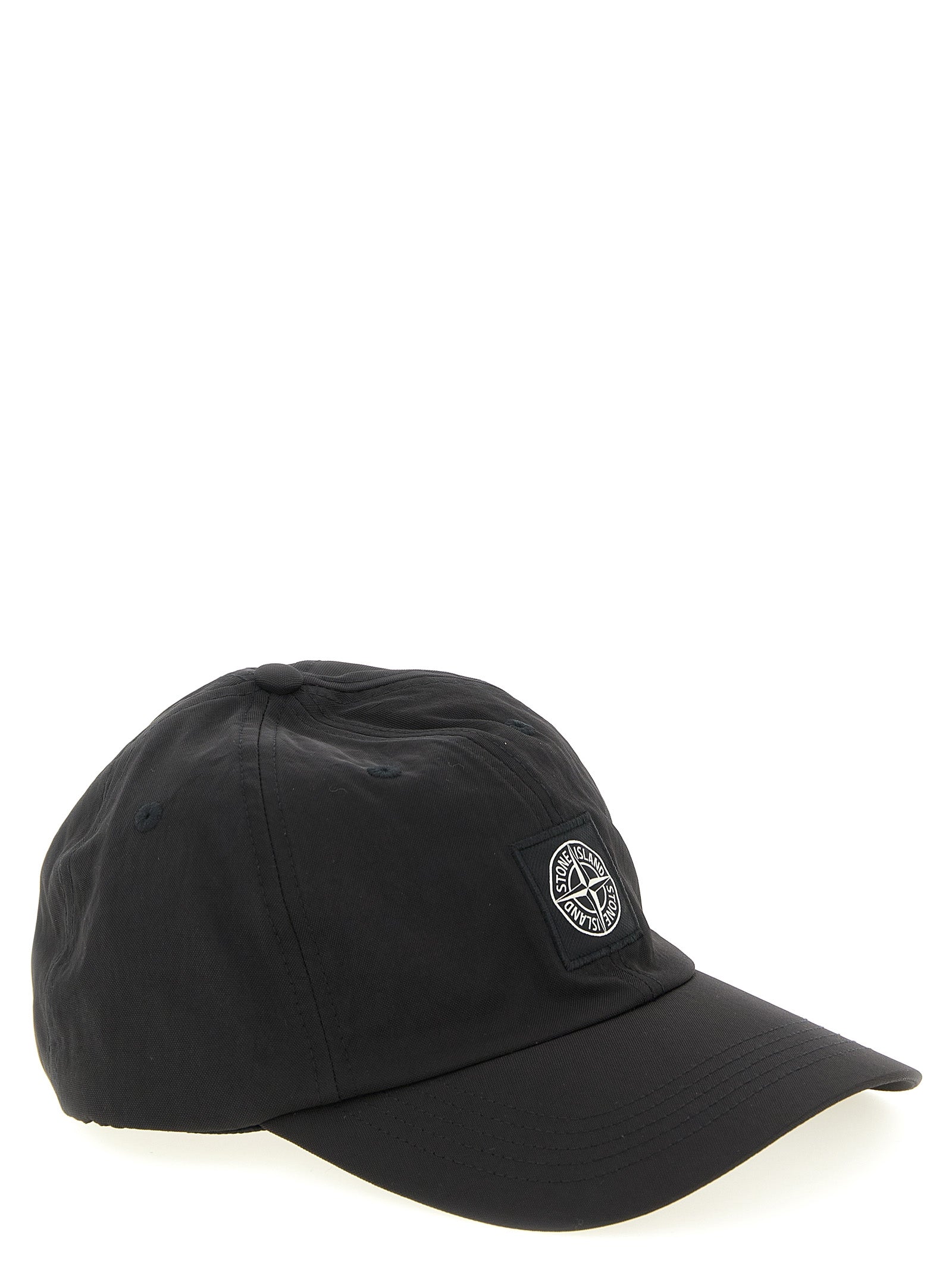 Stone Island 9100001 Cap — Black Nylon Cap for Men