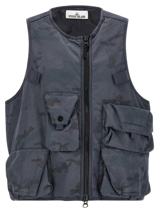 Stone Island Camouflage Vest for Men — Utility Vests
