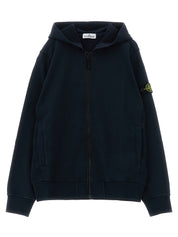 Stone Island Junior Logo Badge Hoodie — Blue Topwear