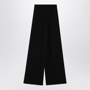 Wide-leg black trousers in compact cady