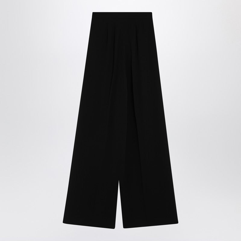Wide-leg black trousers in compact cady