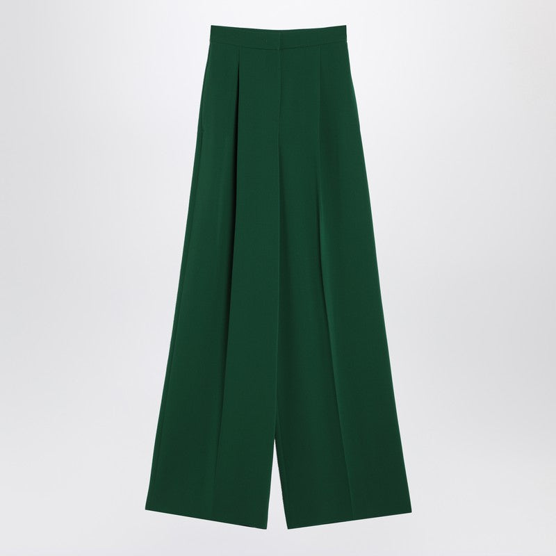 Emerald green cady wide-leg trousers — Max Mara