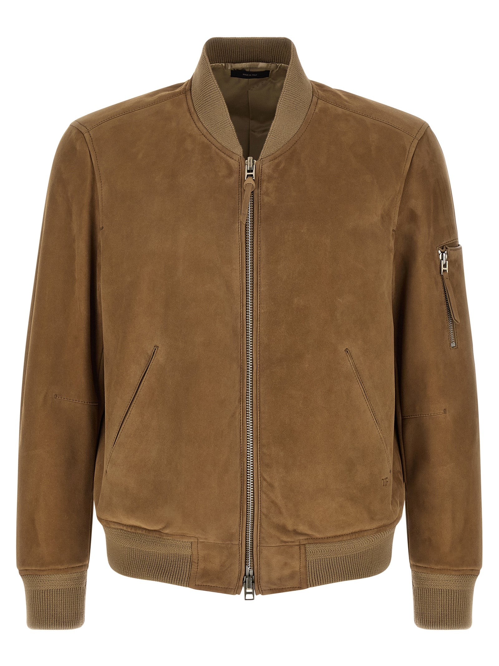 Tom Ford Suede Bomber Jacket for Men — Beige Jacket