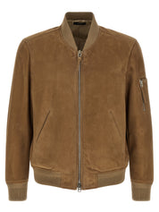 Tom Ford Suede Bomber Jacket for Men — Beige Jacket