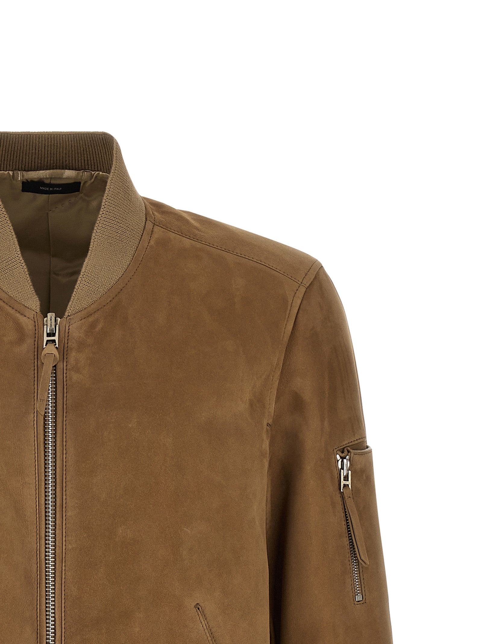 Tom Ford Suede Bomber Jacket for Men — Beige Jacket