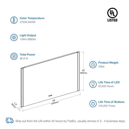 Blossom Binary 48″ LED Mirror - LED M5 4832 CH