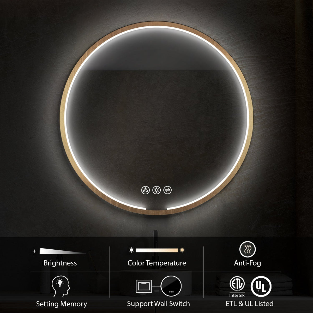 Blossom Oskar 32 Inch Round LED Mirror - LED M7 R32 MB