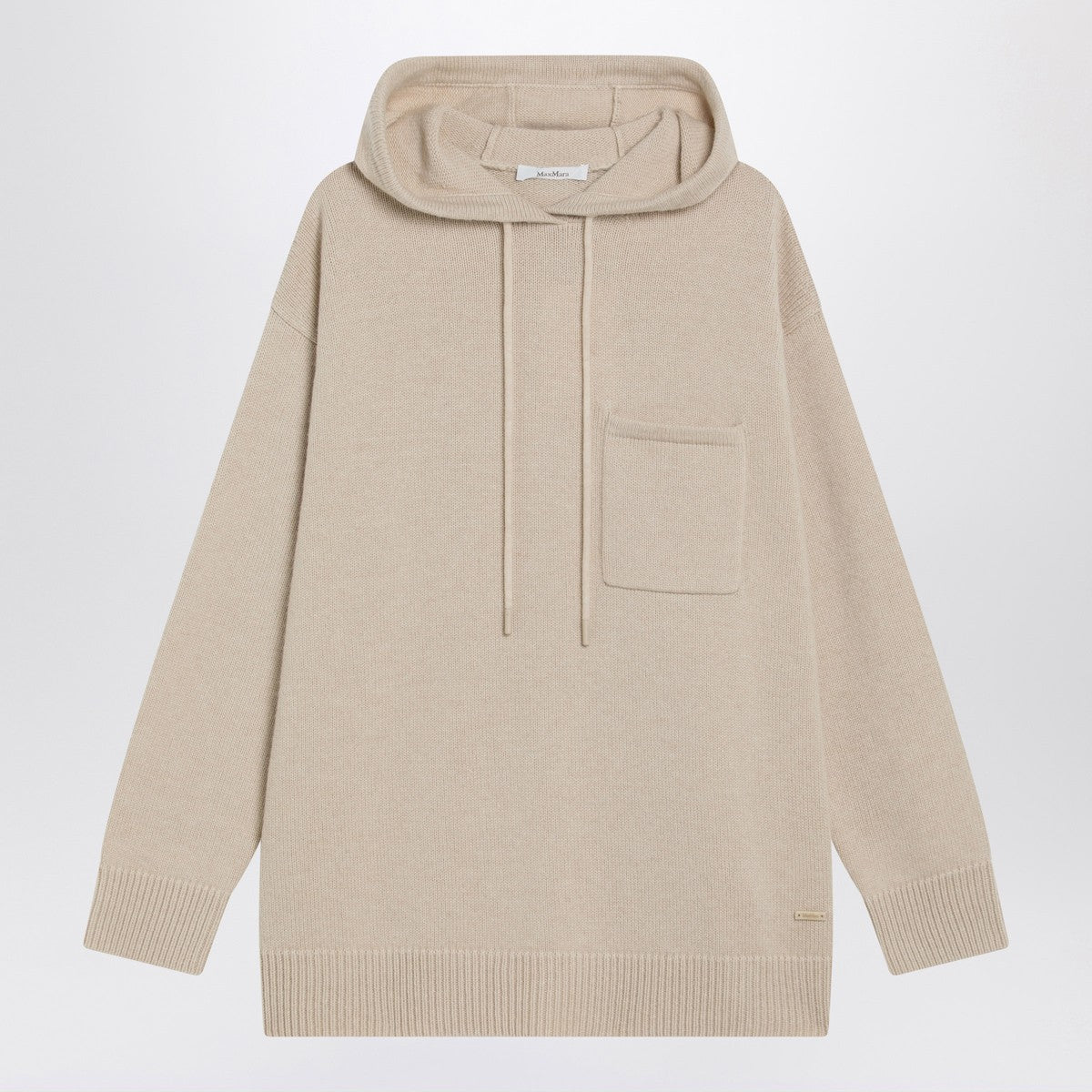 Max Mara Beige wool and cashmere knit hoodie